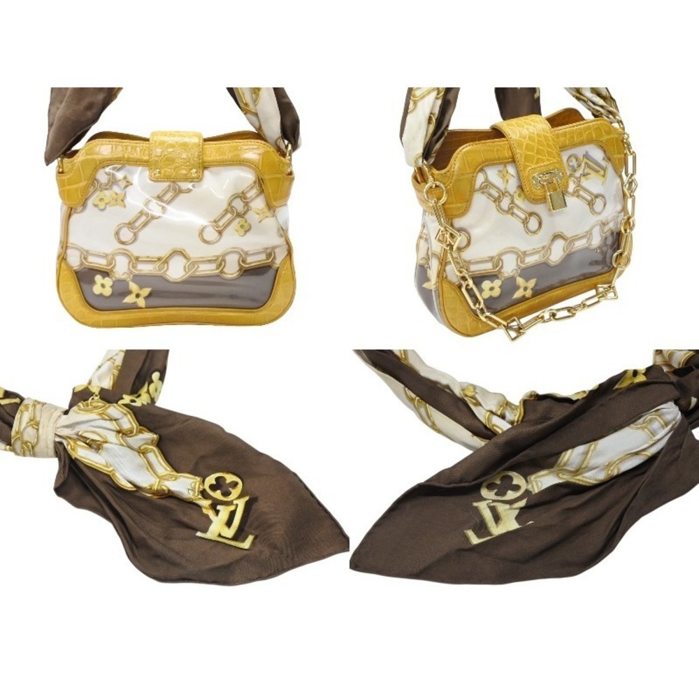 LOUIS VUITTON Sac Fleur Shoulder Bag Tote White Yellow - Picture 3 of 9